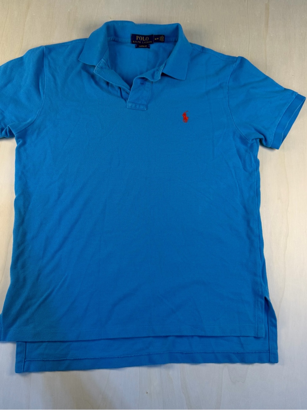 Ralph Lauren Light Blue Knit Polo with Navy Label